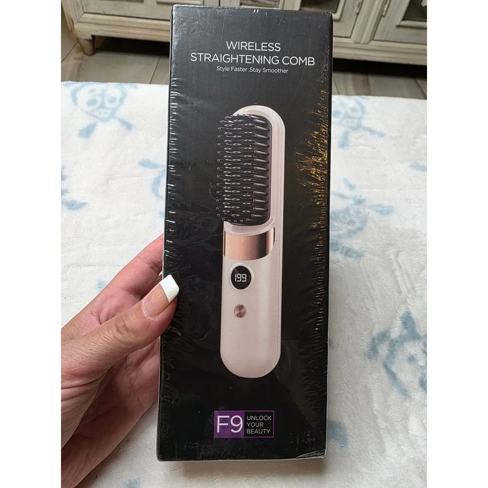 Wireless Hair‎ Straightening Comb F9 Portable Cordless USB Charging Black